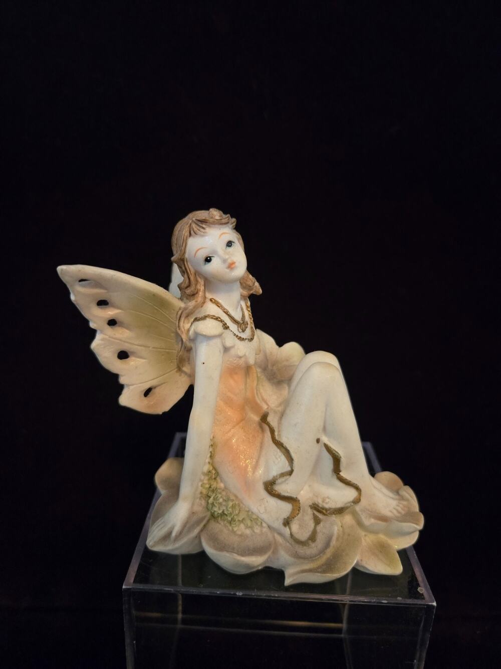 Polystone Winged Long Hair Ceramic Resin Fairy 4” Tall Greenbriar Brand
